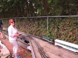 July 16.  Later, Jean and I take out the passenger train (#1/#2) - it runs the length of the railroad in both directions.