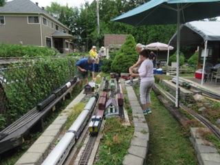 July 16.  This is the train coming to the station in Ironwood. Next, it was time for a casual dinner at "Local Heroes", a sports bar. 