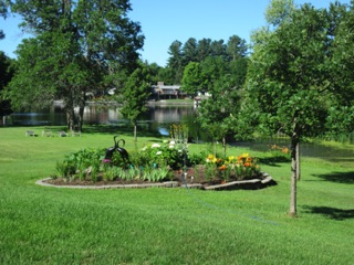 He's also built a new garden area, closer to the river.