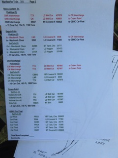 July 17.  Page 2 of the switch list.
