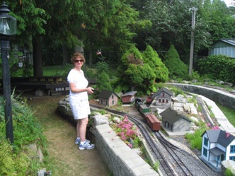 Jean acts as the engineer while I am the conductor. Here we're switching Spruce...