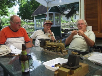 After a great dinner, Mike Smithson brought over his scratchbuilt locomotive. He's been working on it for 7 years and it is unbelievable.