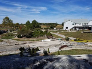 October 18.  Not too far from there we arrive at Andy and Jane's fabulous railroad.   I really need an extra wide angle lens to capture it all, but the camera really doesn't do it justice.  Come visit!