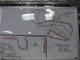 October 18.  An overview of the Bluestone Southern. Each operator is also given a clipboard with a track plan schematic to help keep your train on the right track.