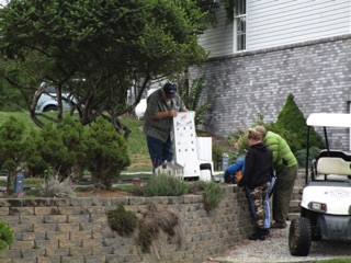 Andy is always adding buildings - and a new one came while we were visiting.