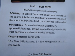 Since Memphis has moved, it's time to run a train to that location!  I pick up the Mem-Blu instructions so I can run a round trip.  It's a LONG run!   