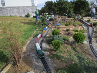 Later in the day, there's a bit of a traffic jam at Bluefield as our train never came in the house. I send my boxcab switcher out to move it out of the way. It struggles a bit, but eventually moves the cars. Later in the day, there's a bit of a traffic jam at Bluefield as our train never came in the house. I send my boxcab switcher out to move it out of the way. It struggles a bit, but eventually moves the cars.