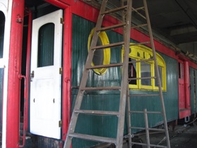 Although NOBODY appears to be working on it today.   I wonder how often it was painted and what the original color scheme was like.