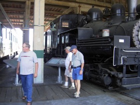 Wandering among the locomotives.