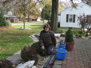 November 6.  Sunday morning finds Jan ballasting the track.