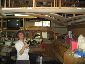 Here, Jean is the engineer as we try to get out of the track maze in the basement.