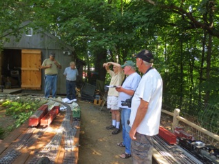 August 17. We get a briefing from Bob and then it's off to operate trains. L-R: Al, Stan, Bob, Doug, Ken. August 17. We get a briefing from Bob and then it's off to operate trains. L-R: Al, Stan, Bob, Doug, Ken.