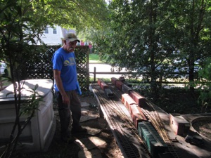 September 23.  Ken Brunt comes down from Pennsylvania a few times each year. Here he is getting ready to make up Train #1 out of Green Springs.