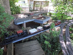 July 7.   The work train gets loaded with equipment here, as I keep all the tools in the shed in the background just beyond Green Springs Yard.