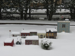 March 3.   A bit of snow on the layout.
