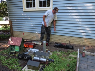 September.   The locomotive runs around the train on the siding in Jackson.