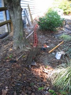 Well, I got a bit done before the heat did me in. (July 30) I graded the side next to the house and put down a bit of ladder. 