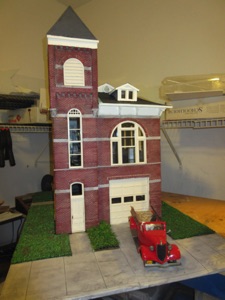 November 4, 2016.  The firehouse is complete but won't go on the layout until the Spring.